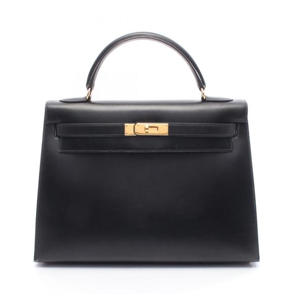 Hermes Hermès Kelly 32 handbag in calfskin box calf leather, black. - Picture 1 of 12
